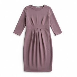 La Clef Mauve Purple Pleated Waist 3/4 Sleeve‎ Sheath Dress Large CMD1969 S